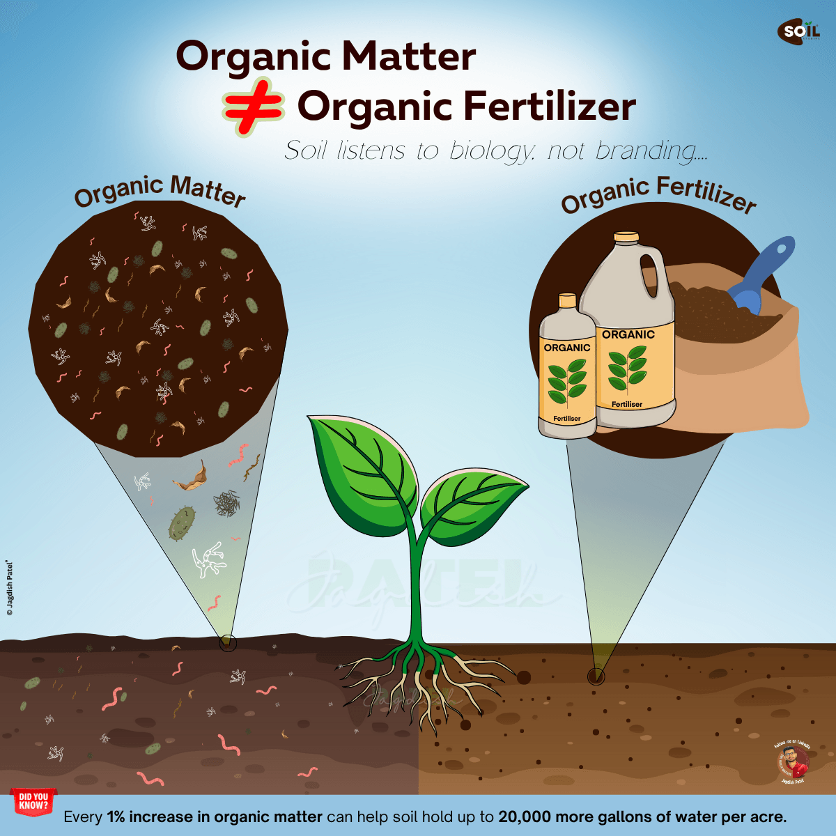 Organic matter and organic fertilizer soil illustration